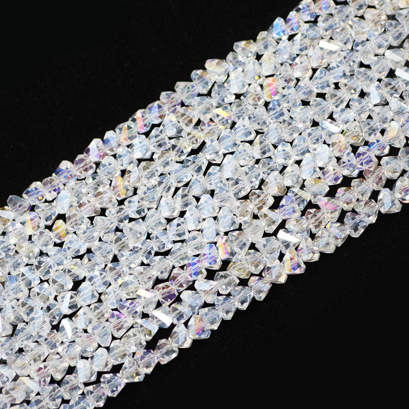 Cuentas de cristal austriaco triangulares de tetraedro, cuentas sueltas de vidrio para fabricación de pulseras de joyería, accesorios de bricolaje, , 6mm, 90 piezas: Oro