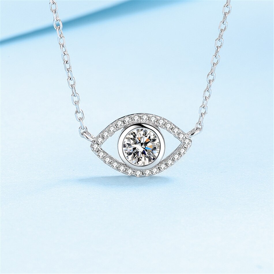 Sherich angel eye  s925 sterling silber 0.5 karat moissanit einzigartige persönlichkeit anhänger halskette #39