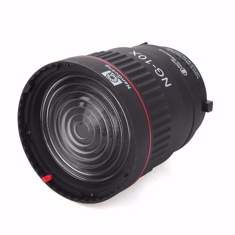 Nanguang NG-10X Studio lumière mise au point lentille Bowen monture pour Flash lumière LED avec 4 couleur filtre lumière ensemble accessoires de photographie