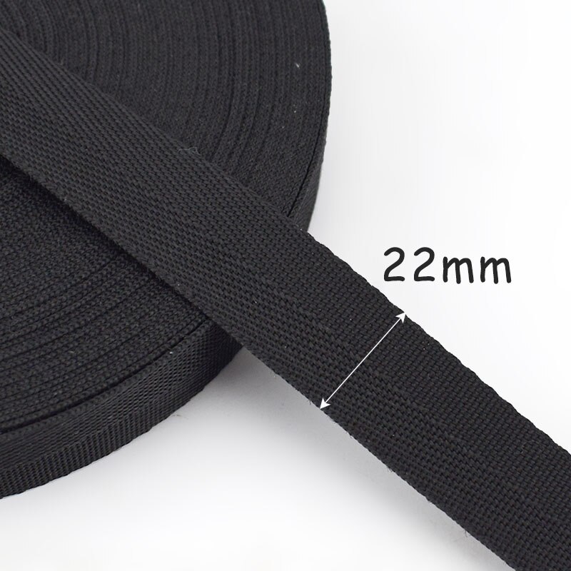 18M 20-30Mm 0.9Mm Dikke Zwarte Polypropyleen Pp Singels Lint Band Band Tape Voor Rugzak Riem diy Kledingstuk Naaien Accessoires: 22mm