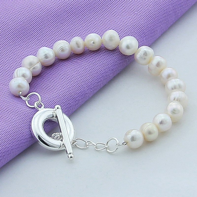 New 925 silver bracelet natural freshwater pearl women's bracelet for wedding jewelry