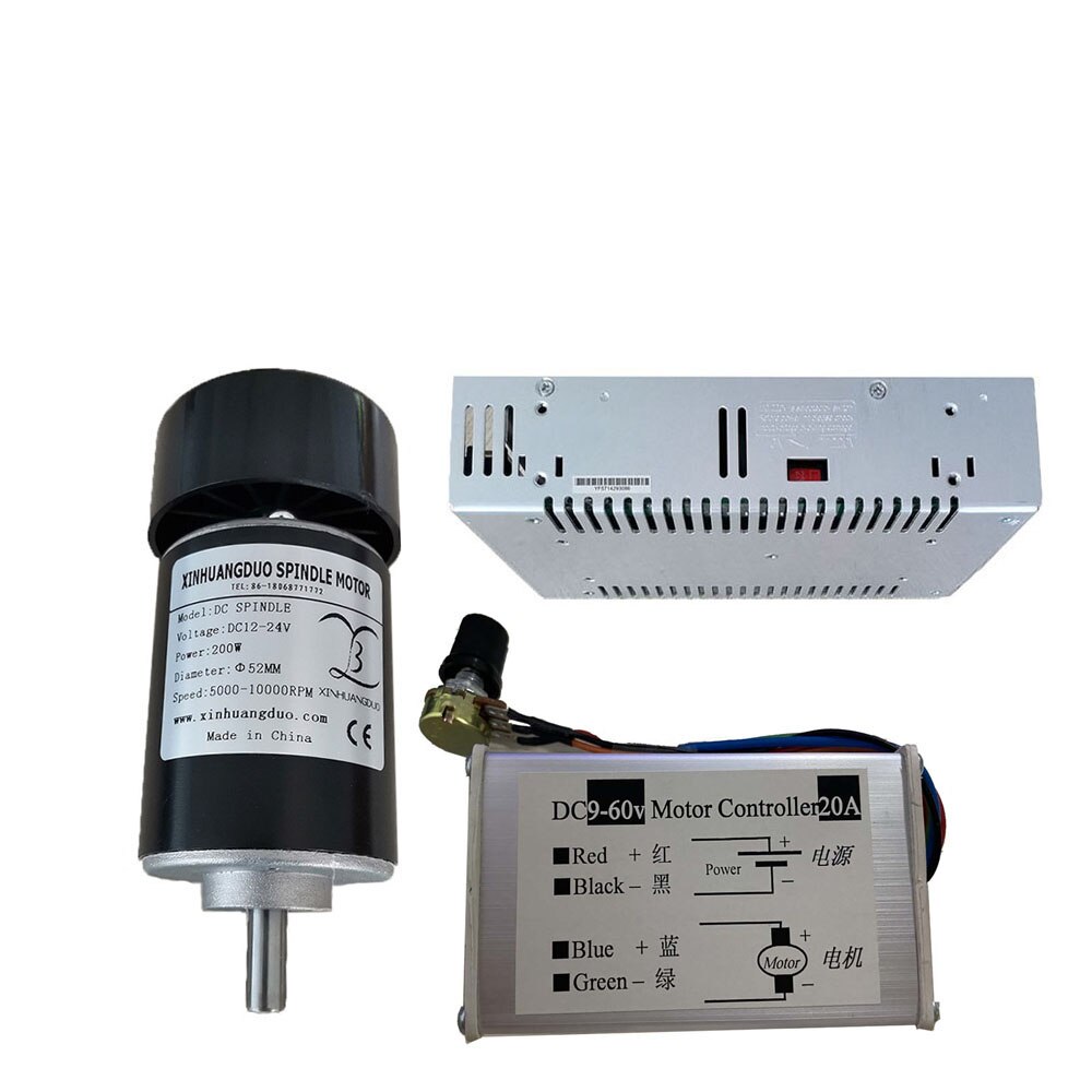 24v 200w er11/er16/b12adapter eixo/ângulo moedor eixo/motor ventilador fuso + fonte de alimentação regulador velocidade para diy cnc