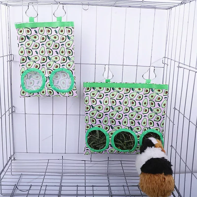 Hooizak Hangende Zakje Feeder Houder Voeding Dispenser Container Voor Konijn Cavia Kleine Dieren Huisdier Konijn Kooi Accessoires: L / Luipaard