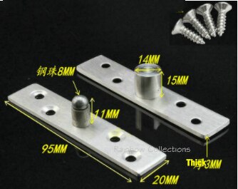2 Stks/partij Rvs 360 Graden Rotatie 74/95/98Mm Roterende Scharnieren Locatie As Up En Down deur Verborgen Scharnieren: Size 2