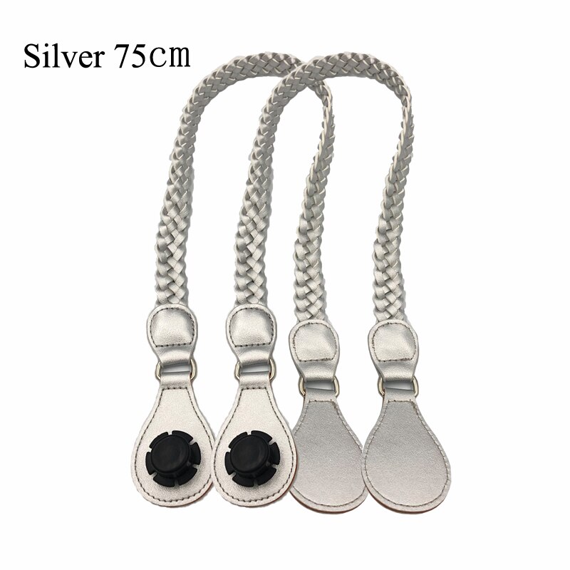 Long Faux Leather Weave Belt shoulder handle straps for Classic Mini O Bag Obag Eva women handbag shoulder bag Accessories: Silver Long
