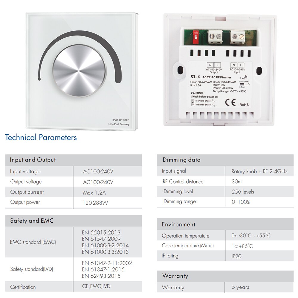 Triac LED Dimmer Switch Smart Wifi 2.4G RF Wireless Remote AC 110V 230V 220V Dimmable Knob Controller for LED Bulb Light Lamps