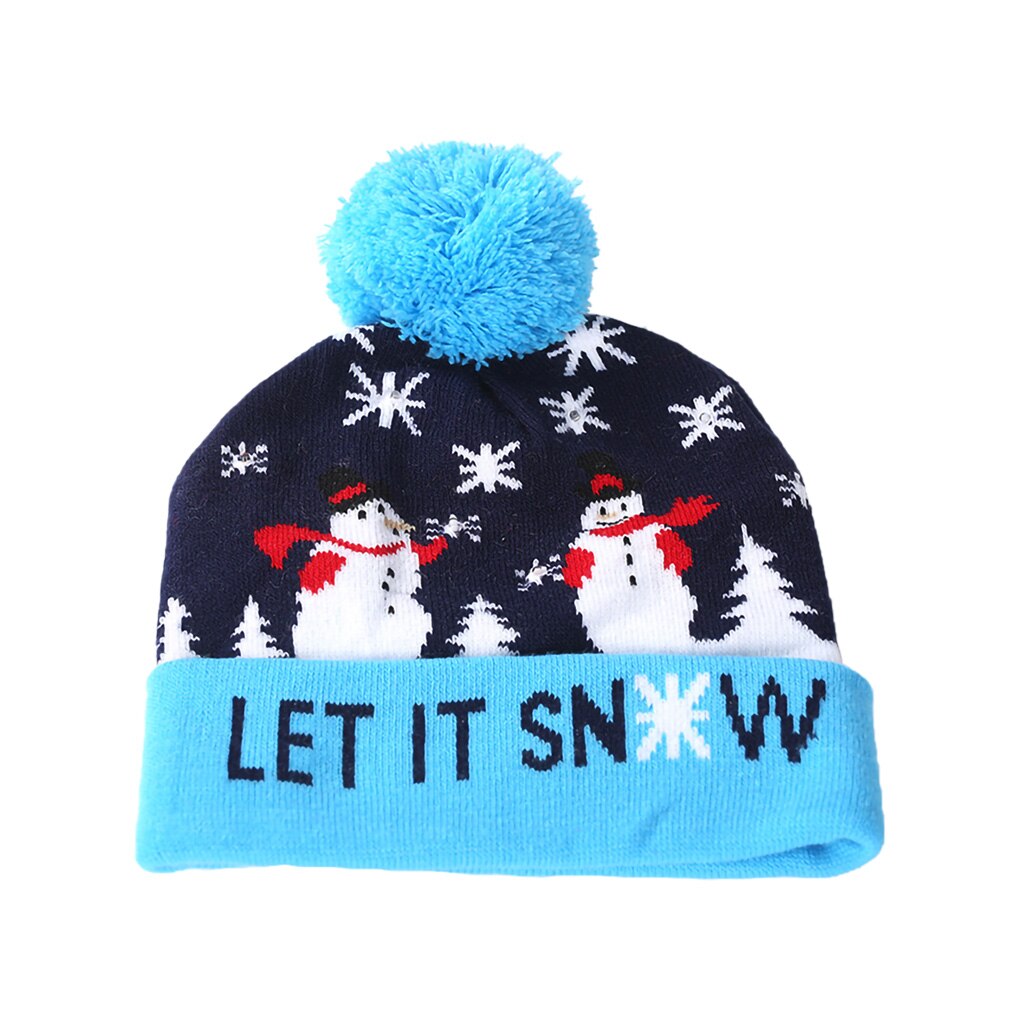 Led julehue sweater strik beanie julelys strikket hue jul til børn julepynt