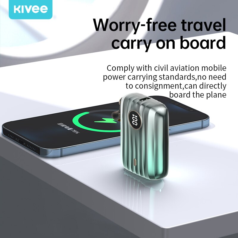 Kivee 22.5W Power Bank Wite Led 10000mAh Portable Fast Charging Powerbank Type C Qucik Charge Poverbank External Battery Charger