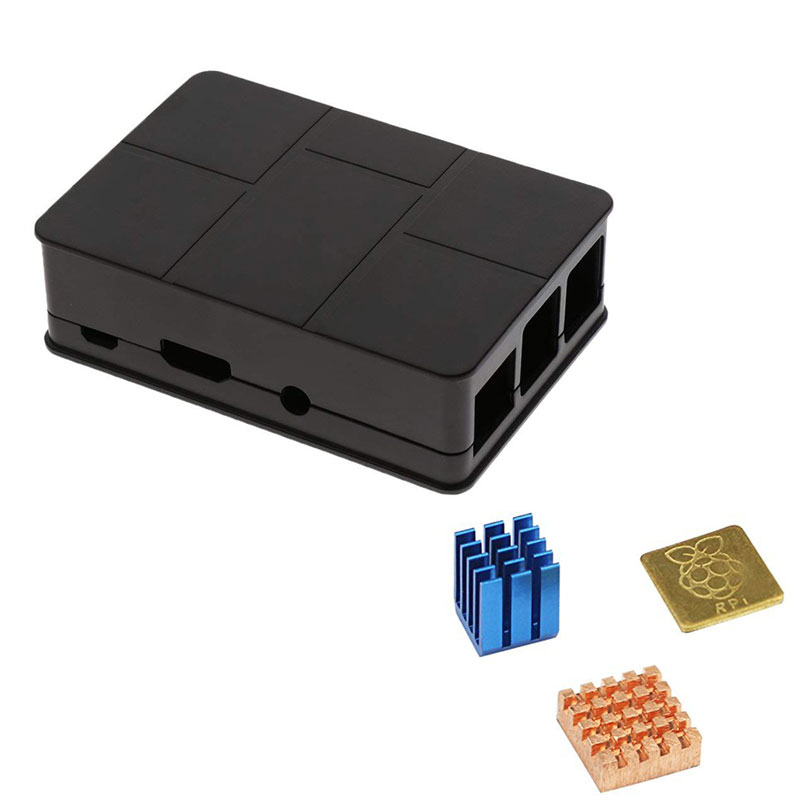 Voor Raspberry Pi 3 Model B ABS Case Zwarte Beschermhoes Cover Shell Behuizing voor Raspberry Pi 3 Model B: case and heat sink