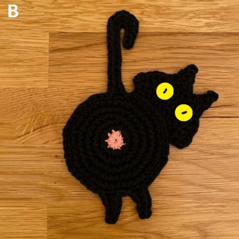 Grappige Achtbaan Hoge Temperatuurbestendig Schoon Te Maken Hergebruikt Verschillende Stijlen Slijtvaste Warmte-Isolatiedoek Cat Butt Coast: Black