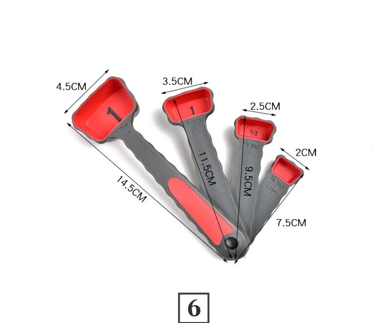 Cuchara medidora de silicona de 4 uds, cuchara medidora plegable para cocina de uso doméstico, cuchara para cocción de cristal medidora multifuncional: b