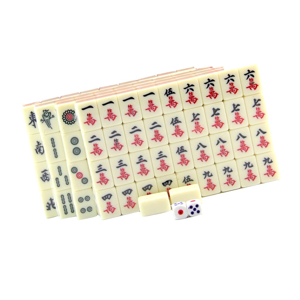 Protable Traditional Chinese Standard Mahjong Travel Game Set 144 Tiles White
