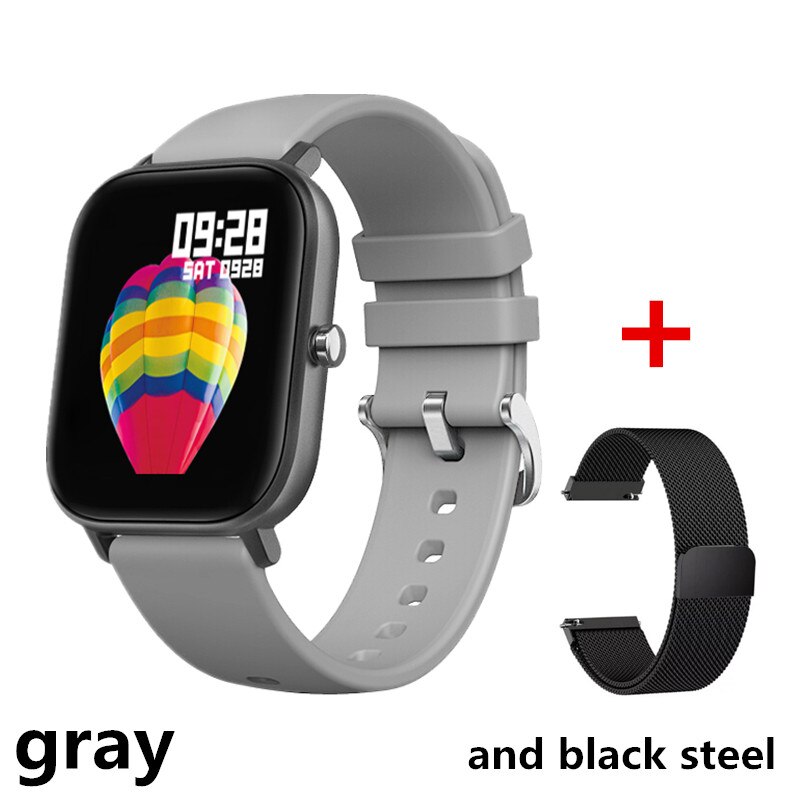 AMYNIKEER smart bracelet P8 smart watch heart rate monitoring bracelet fitness bracelet sleep blood pressure blood oxygen PK B58: grayandblacksteel