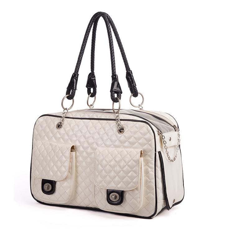 Draagbare Reizen Hond Draagtas Klassieke Zwart/Wit Ademend Hond Zakken Voor Kleine Honden Hoge Luxe hond Carriers: WHITE