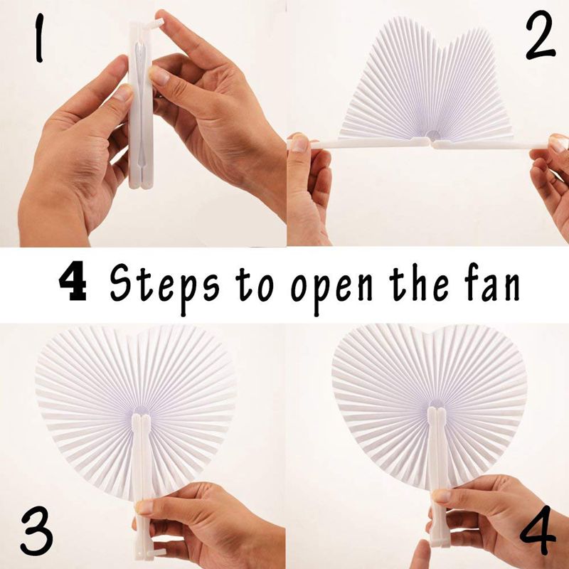 36 Pcs White Wedding Fan - Fans for Ceremony Invitations Heart Shaped Folding - White Wedding Fan Paper Heart Gadgets for Wedd