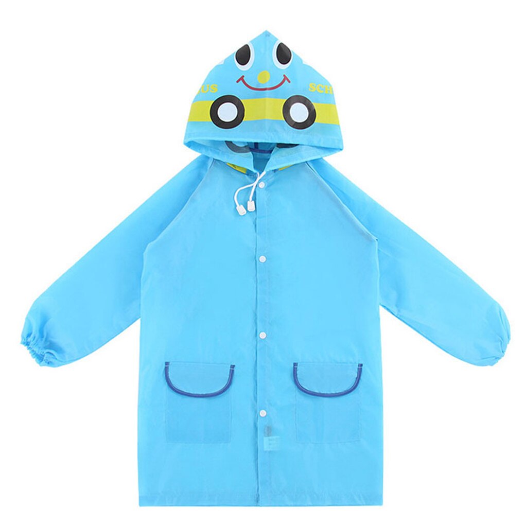 1PC Kids Cartoon Rain Coat Children Animal Rainwear Rainsuit Kids Rain Proof Animal Raincoat Student Poncho Rain Jacket Coat: Blue