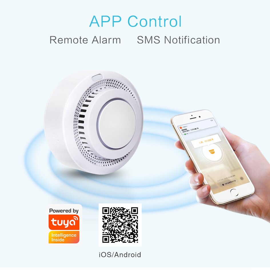 AVATTO-Detector de humo inteligente con WiFi, alarma de fuego, Sensor de temperatura, sistema de seguridad para el hogar, funciona con la aplicación Tuya Smart Life