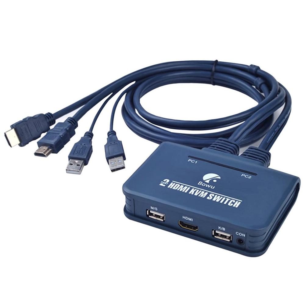 HDMI KVM Switch Button Switcher USB Port With Cable For Monitor Keyboard Mouse Usb Hdmi Manual Kvm Switch: Default Title