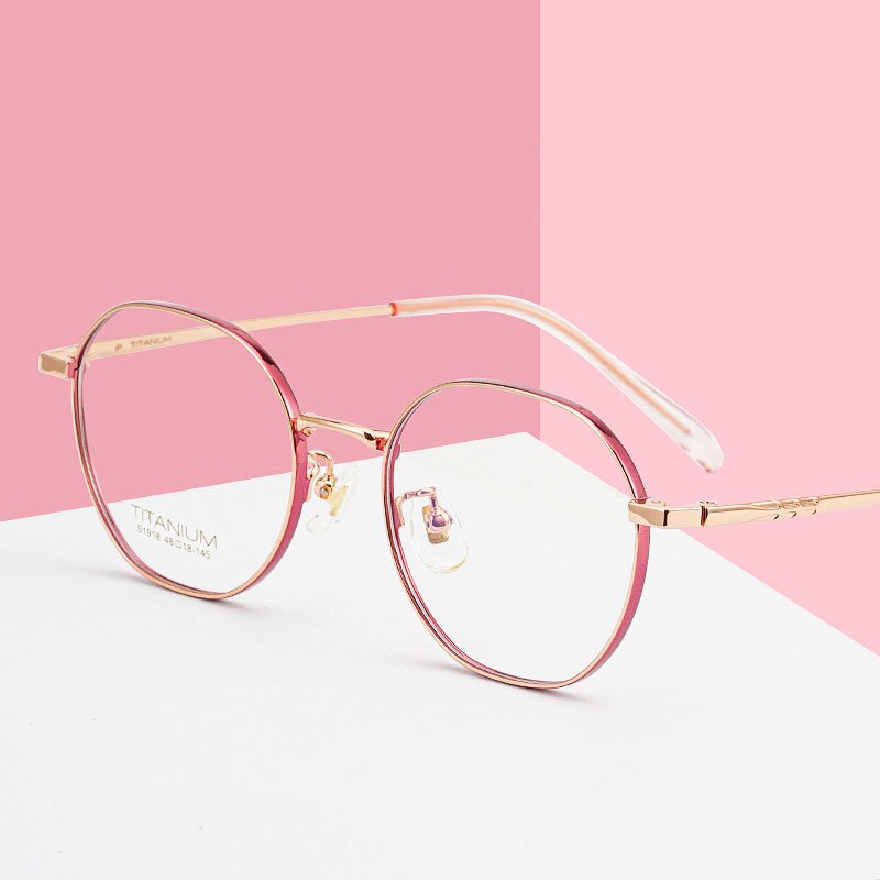 Pure Titanium Glasses Frame For Women Style with Spring Hinges Full Rim Optical Eyewear Ultralight Myopia