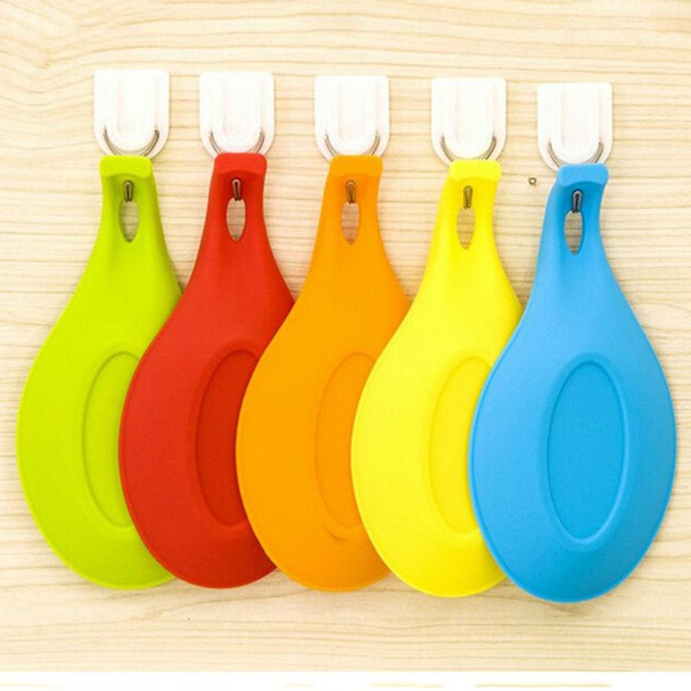 1pcs Food Grade Silicone Spoon Rest Heat Resistant Placemat Glass Coaster Silicone Spoon Holder Kitchen Tools Accessories 5z