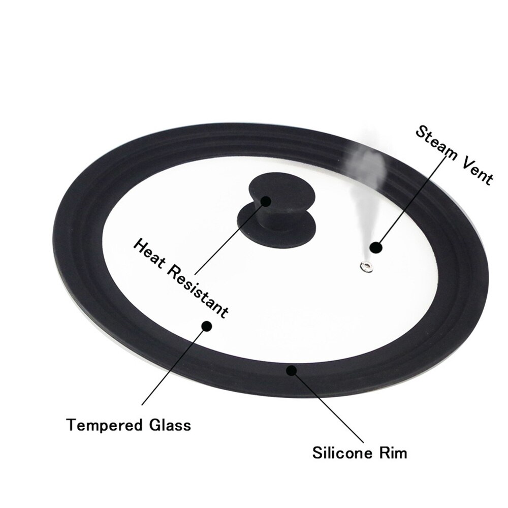 Universal Lid for Pots Pans Tempered Glass with Heat Resistant Silicone Rim Cooking Pot Lid Fits 26CM 28CM 30CM Cookware