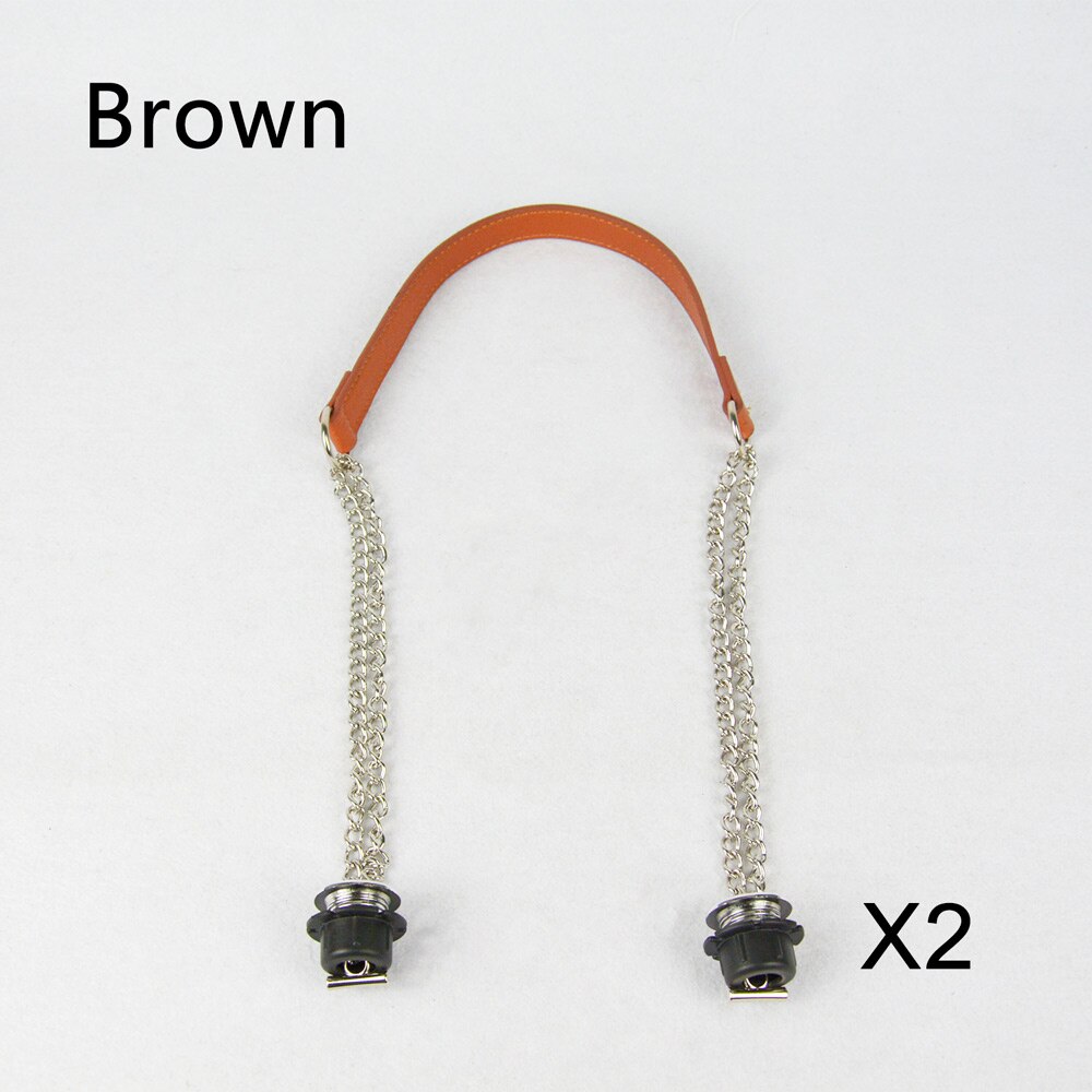 1 Pair Obag Silver Long Double OT Chain With Metal Plating Screw For OBag O bag Women Bag Shoulder HandBag: Brown