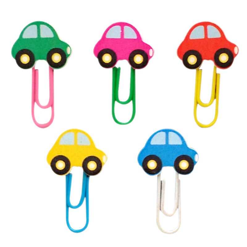 Schoolbenodigdheden regenboogkleurige cartoon autovormige bladwijzers paperclip multifunctionele 5 stuks stationaire kantooraccessoires
