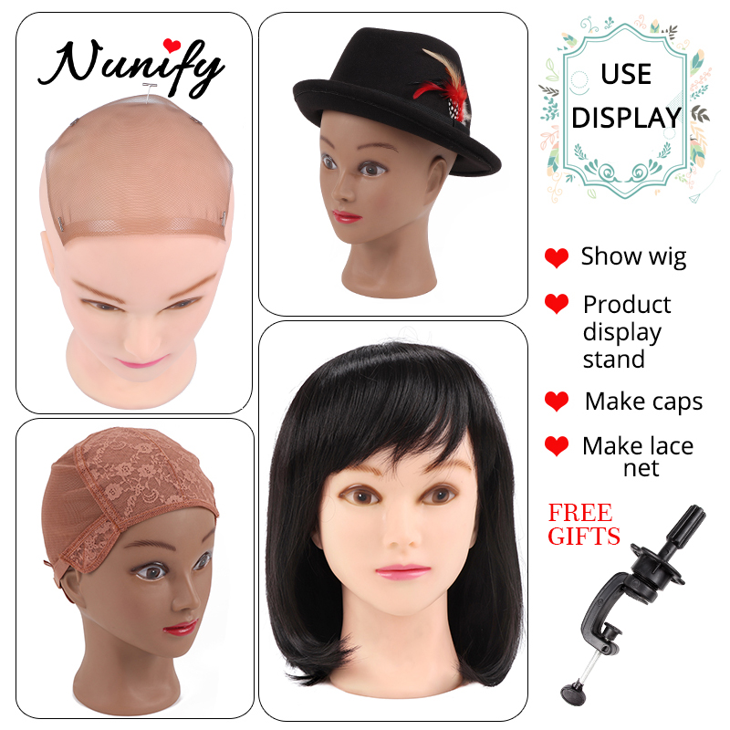 Nunify African Mannequin Head Without Hair For Making Wig Hat Display Cosmetology Manikin Cosmetology Training Head