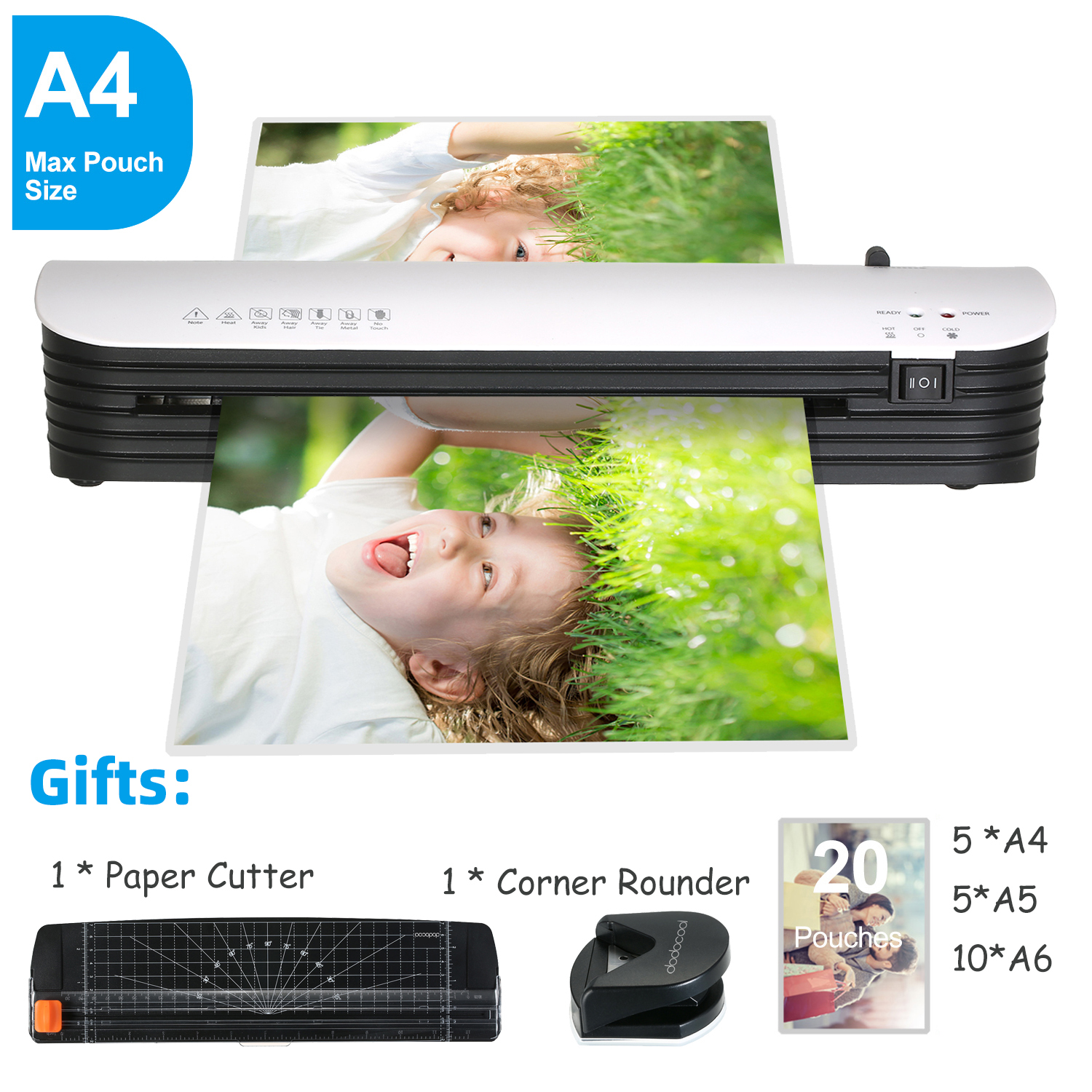 Biuro gorący i Laminator na zimno maszyna w/gilotyna robić papieru robić zaokrąglania rogów robić dokumentu A4 zdjęcie folia plastikowa Laminator rolowy