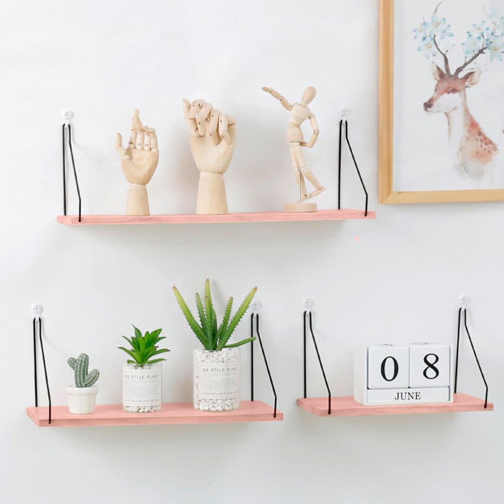 Grid Wall Mounted Hanging Home Bedroom Display Hook Flower stand Shelf Hexagonal 3 layers Iron Rack Organizer Art