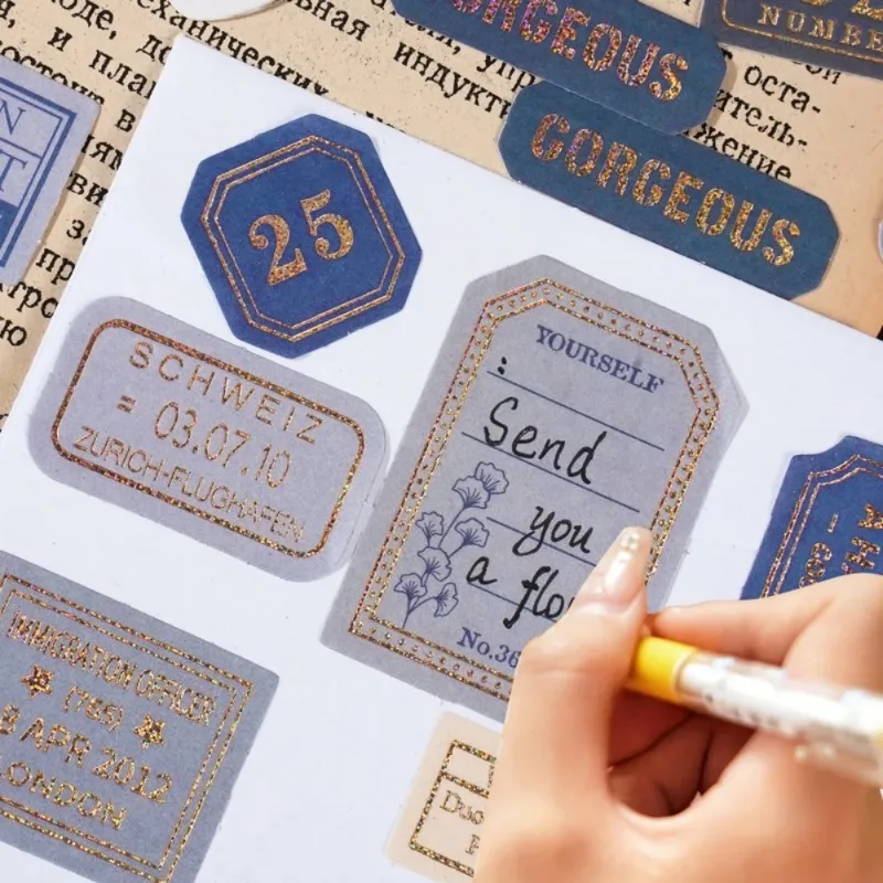 Mr. Paper 40 unids/caja etiquetas adhesivas Vintage notas decorativas pegatinas escritas a mano DIY materiales de Collage hechos a mano papelería