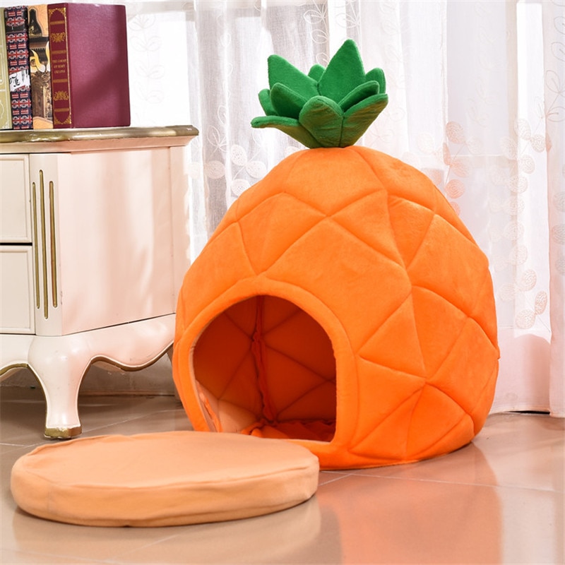 Lemmikki söpö ananas muotoinen koira kissa talo unikori kissat pentu koirat sänky taitettava kennel sohva kennel luola tarvikkeet: S