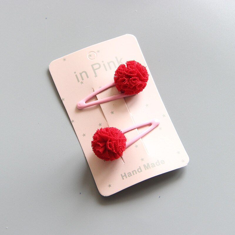 2 teil/satz Nette Spitze Pom Pom Baby Haar Clips Nette freundlicher Baby Mädchen Haarnadel Haarspeldjes Barettes Fille Enfant Baby Haar zubehör: rot