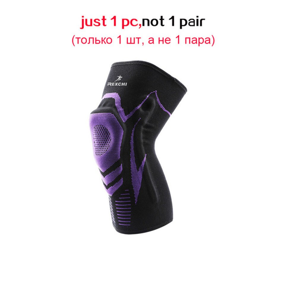 Basketball Knee Pads with Support Silicon Padded Elastic Non-slip Patella Brace Kneepad for Fitness Gear Protector Tennis: 1pcs purple / XL