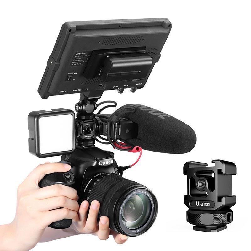 Drei-kopf Heißer Schuh Kalten Schuh Halterung Verlängerung Mikrofon Füllen Licht Stehen Für DSLR Kamera Zubehör