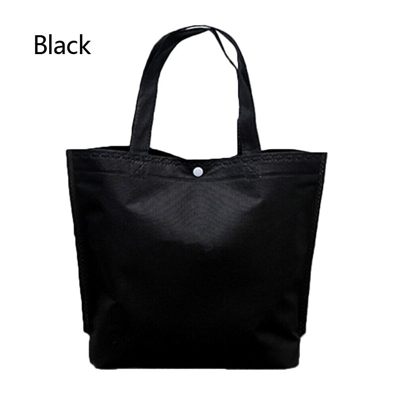 Shoulder Shopping Bag Foldable Reusable Grocery Bags Food Organizer Vegetables Bag Non Woven Fabric: Black