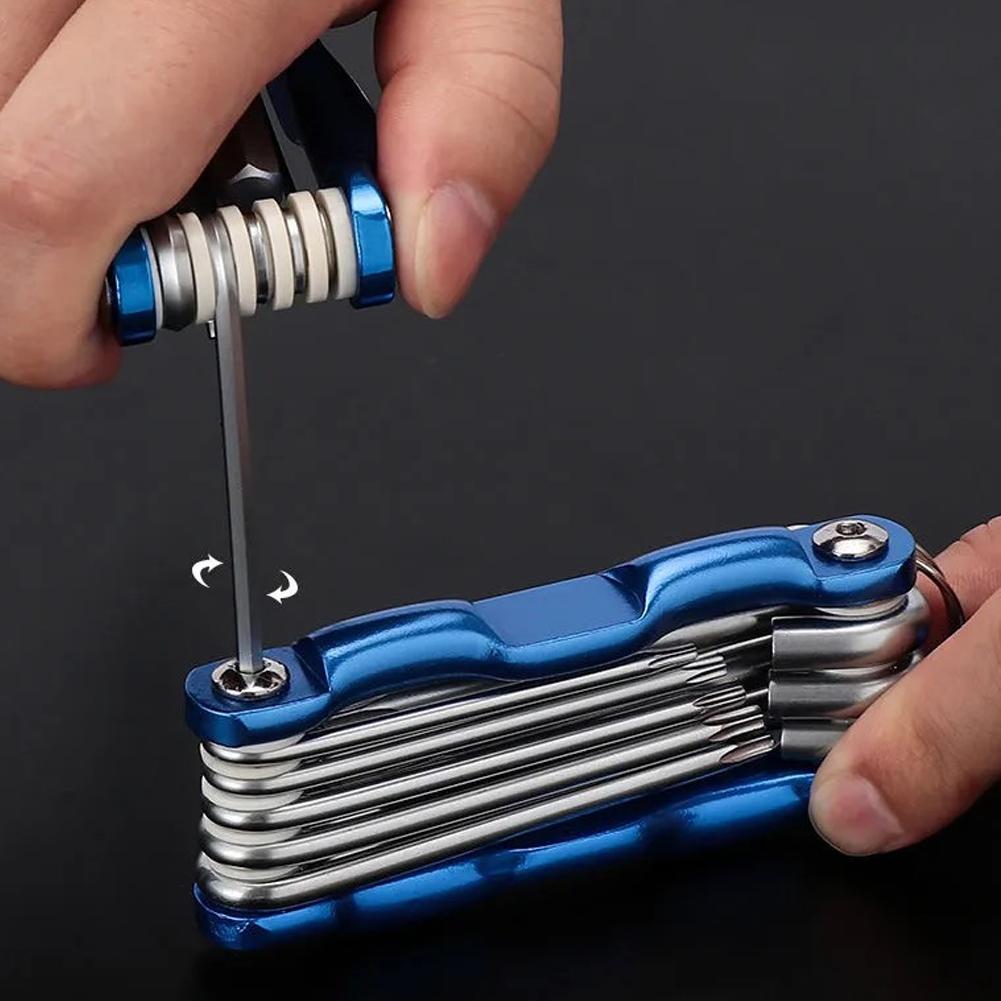 Juego de llaves Allen plegables 8 en 1, juego de llaves Allen métricas, herramienta o juego de llaves Torx plegables a prueba de manipulaciones, Kit de llaves portátiles