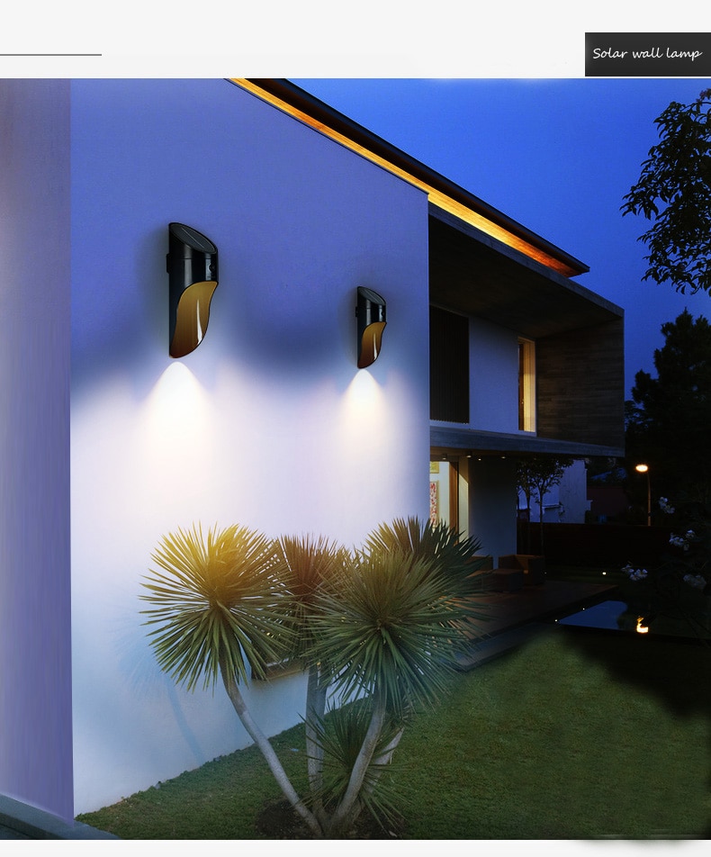 KH-LITEC LED Solar Light Microwave Sensor Wall Lamp Outdoor Waterproof IP65 For Pathway Garden Fence Wall Light Outdoor Lighting