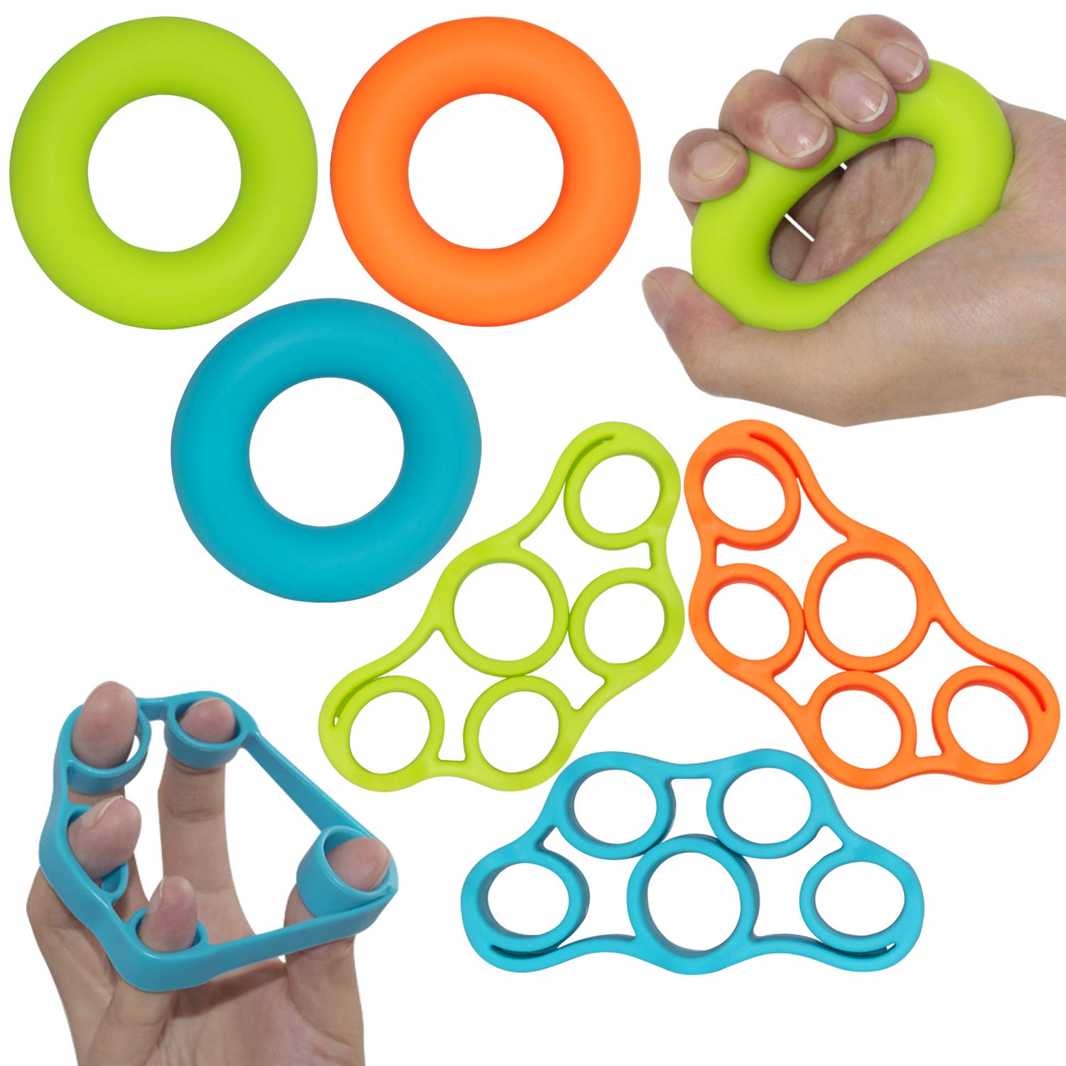 3 Levels Finger Stretcher Resistance Bands Finger Grip Exerciser Hand Grip Trainer Rings for Relieve Pain Injury Rehabilitation