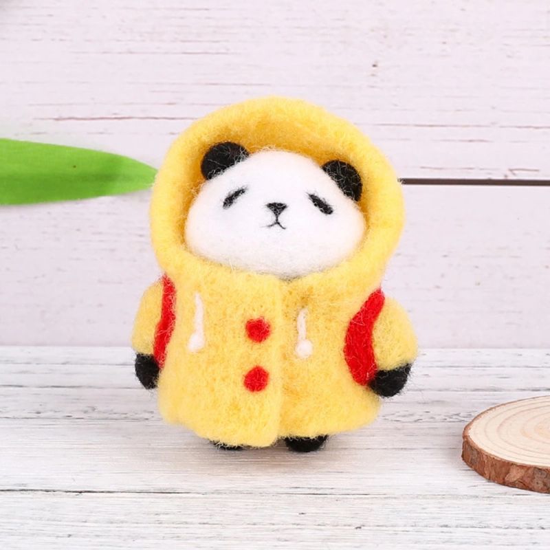 Panda de lana manualidad de fieltro DIY inacabado pinchado conjunto Kit para manualidades aguja bolsa de Material M6CE