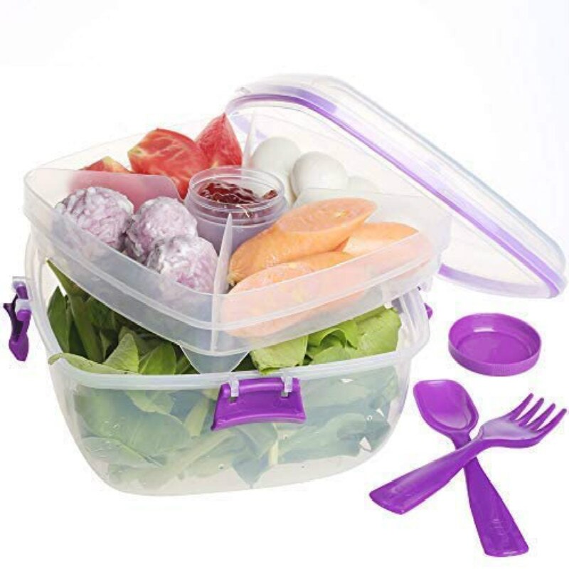 Portable Salad Container Lunch Container Salad Bowl With Dressing Container Salad Kit Microwave Safe Picnic Food Container