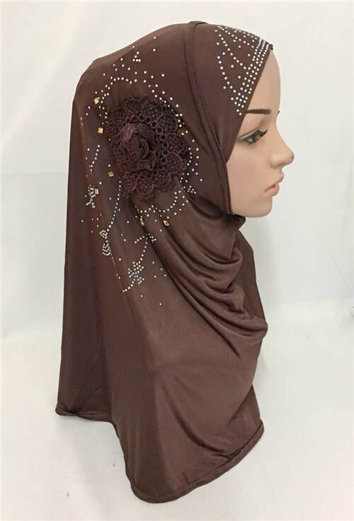 Islamilainen naisten huivi päähineet muslimi hijab sisäkorkki huivi huivi ramadan arab amira huivi koko kansi turbaani hijab: 08 kahvia