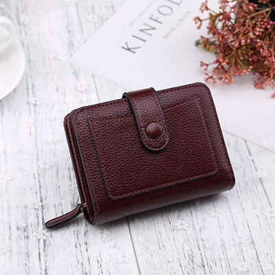 Women Wallets Luxury Brand Red Black Small Mini Coin Purse Hasp Card Holder Lady Wallet Zipper Female Leather Buckle: Purple