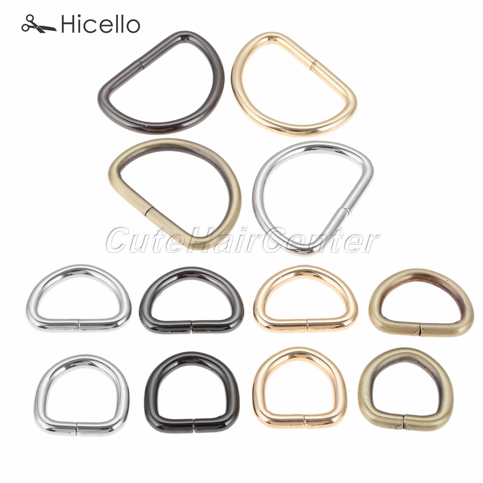 10pcs D Ring Metal Buckle Dee Clasp 20mm 25mm 38mm Gold Silver Black Bronze DIY Belt Strap Chain Luggage Leather Bag Hicello