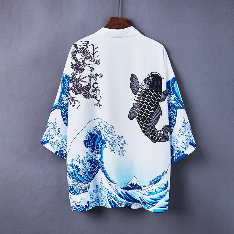 Japanese Kimono Cardigan Men Haori Yukata Male Samurai Costume Clothing Kimono Jacket Mens Kimono Shirt Yukata Haori 12805: 15