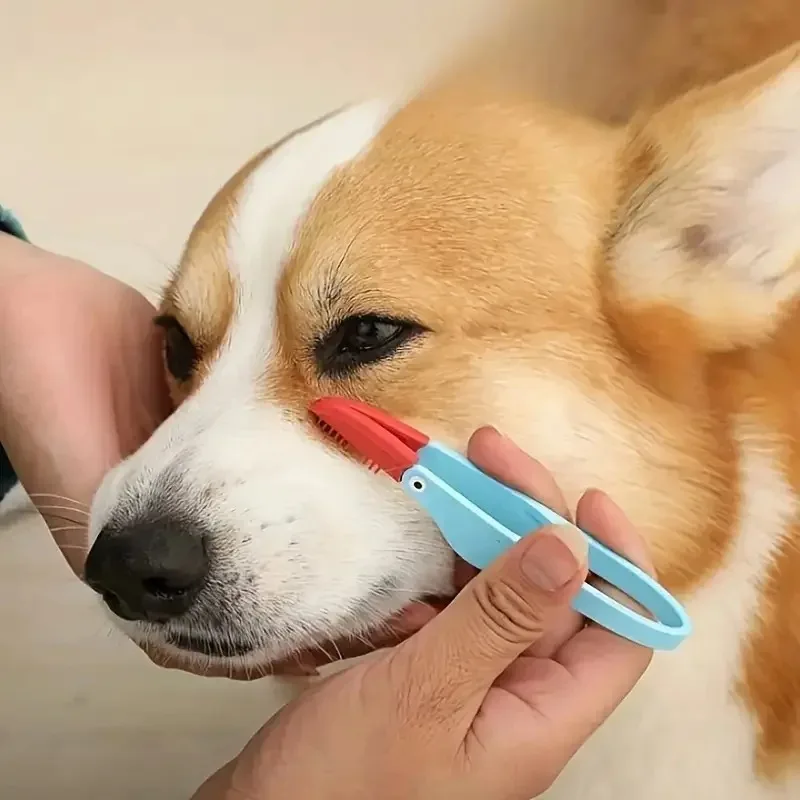 1 unidad de cepillo suave de silicona para gatos y perros, cepillo para blanquear los ojos, peine para limpieza de ojos, Clip para caca, cepillo suave, suministros para mascotas, cepillo anudado para perros y gatos