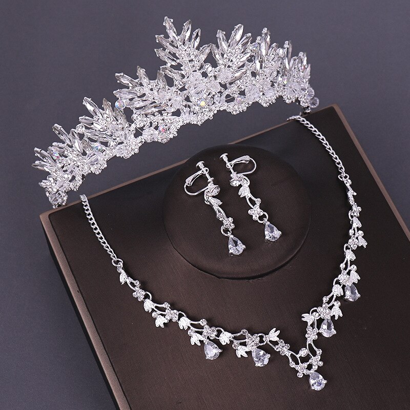 Crystal Bridal Sieraden Sets Parels Bruiloft Kronen En Tiara Vrouwen Oorbel En Ketting Set Vrouwen Accessoires T127