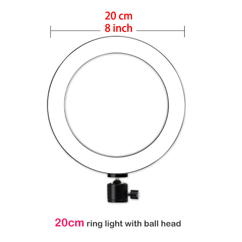 26Cm Ronde Ring Lamp Video Selfie Ring Met Telefoon Houder Voor Fotografie Verlichting Statief Stand Make-Up Lamp foto Foto Camera: 20cm