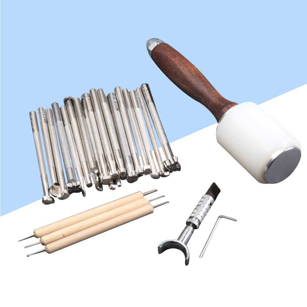 25pz di Cuoio Strumento Intagliare Taglio Cuciture in Pelle Lavorazione Strumenti per Tappeto in Pelle Tappezzeria