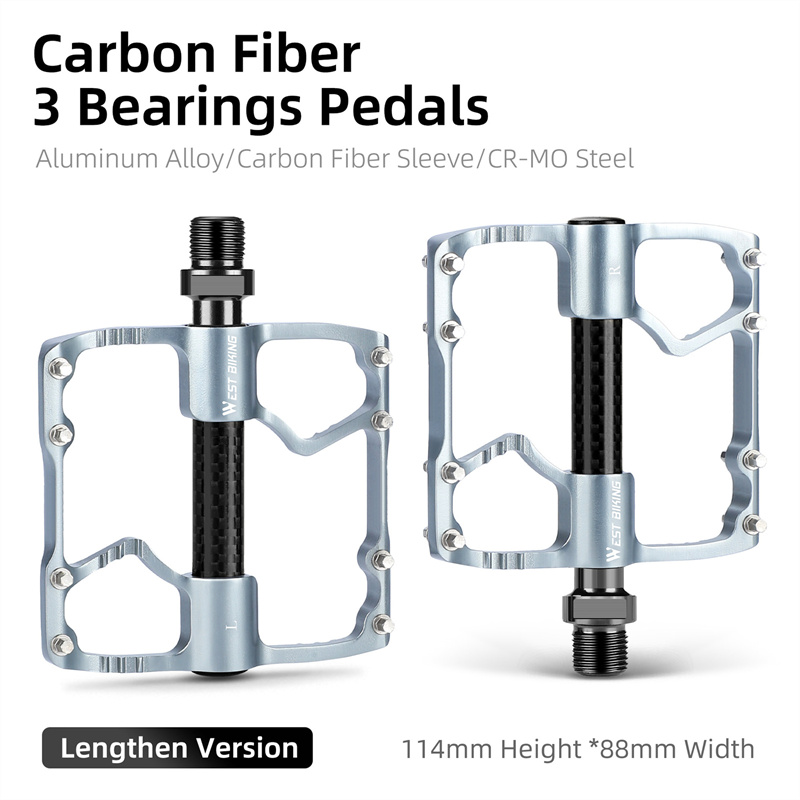 West Bike Mtb Pedaal Ultralichte Mountainbike Carbon Fiber Pedaal 3 Lagers Racefiets Pedaal Anti-Slip Racefietsen Pedalen: Rood